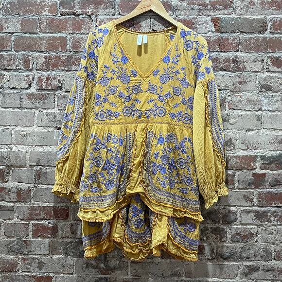 Anthropologie Meadow Rue Lisette Embroidered Mini Dress Size Medium - Picture 6 of 9